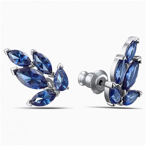 Swarovski Louison Stud Pierced Earrings 5536549 Blue Rhodium Plating