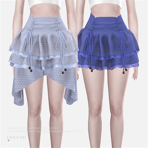 【charonlee】sos Seamstress Lace Drawstring Cake Skirt The Sims 4 Catalog