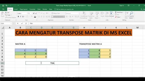 Cara Mengatur Transpose Matrik Di Ms Excel Youtube