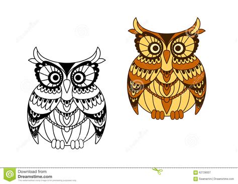 Funny Brown Owl With Mottled Feathers Stock Vector Image