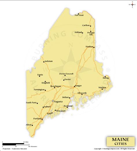 Maine Cities Map Maine State Map With Cities
