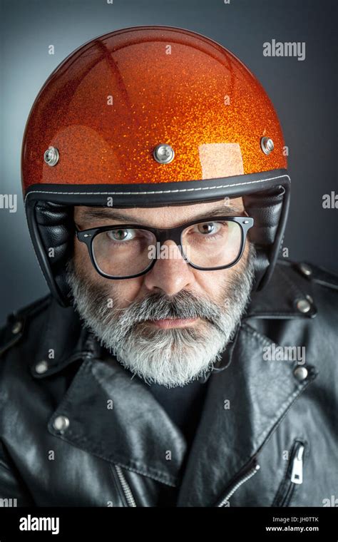 Portrait Of Biker Studio Shot Stock Photo Alamy