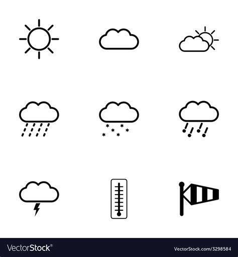 Black Weather Icons Set Royalty Free Vector Image