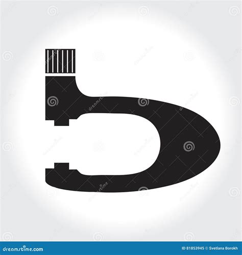 Micrometer Tool Icon Black Silhouette Element Logo Isolated On White