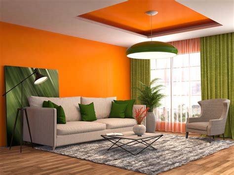 orange modern living room