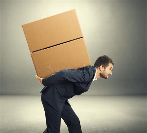 Man Carrying Two Heavy Boxes Stock Image Image Of White Carrier