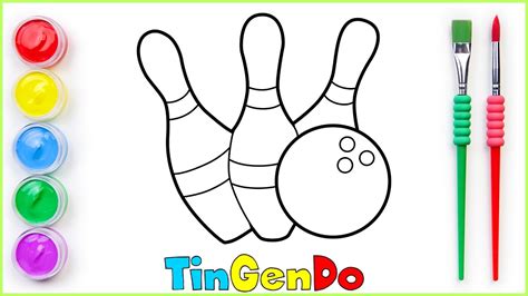 How To Draw And Paint Bowling Pins Coloring Drawing And Painting For