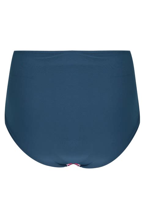 Gr Ner Blauer Highwaisted Bikini Slip Mit Tropischen Print Gro E