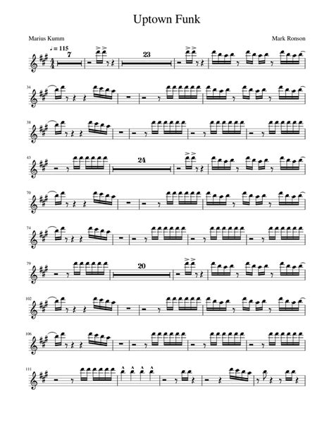Uptown Funk 1 Sheet Music For Saxophone Alto Solo