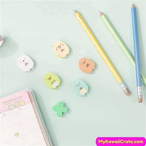 Kawaii Japanese Cartoon Erasers 5 Pc Pack Cute School Etsy