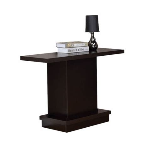 Contemporary Sofa Table With Pedestal Base Cappuccino Brown Saltoro