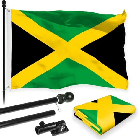 flag pole 6ft black and jamaica jamaican flag 3x5ft combo printed 150d polyester 47 95 picclick