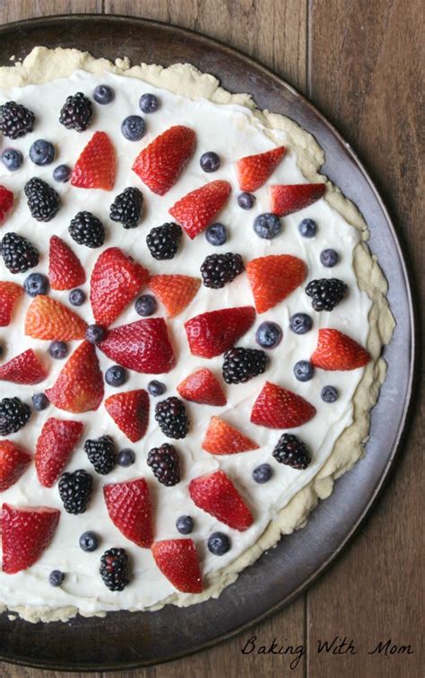 Sugar Cookie Fruit Pizza With Cream Cheese Filling Baking With Mom