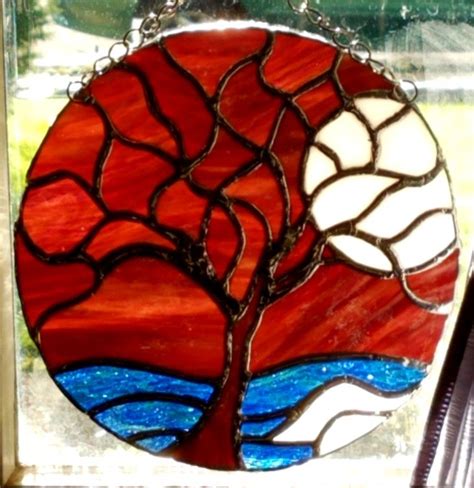 Moonlit Tree Stained Glass Suncatcher