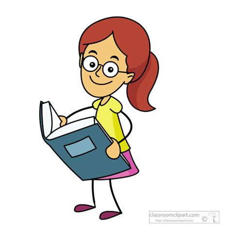 Book Clipart Clipart Student Wearing Glasses Holding Large Book