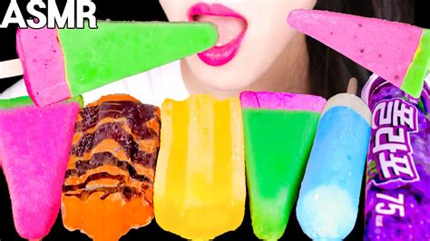 Asmr 🌈rainbow Popsicle Korean Ice Cream 🍉watermelon Popsicles Icicle Mukbang 먹방 Eating Sounds