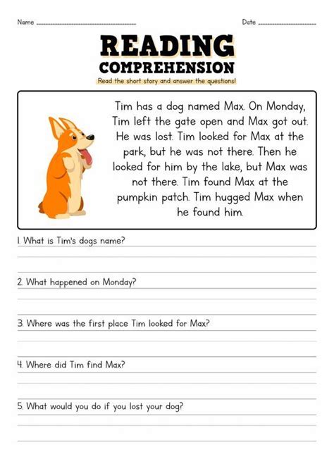 Short Story With Questions 2nd Grade Reading Comprehension First