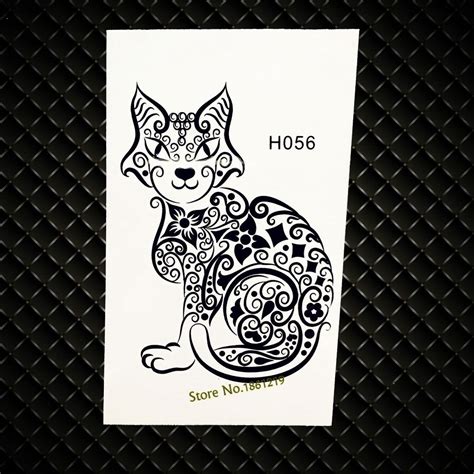 black cat designs temporary tattoo women body arm legs fake flash tattoo sticker gh056 henna