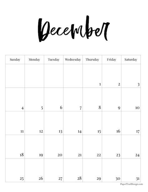 December 2022 Calendar Pages In Vertical Black And White Format With A