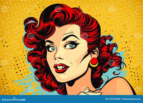 Portrait Of Pin Up Girl In Colorful Pop Art Retro Comic Style Stock Illustration Illustration