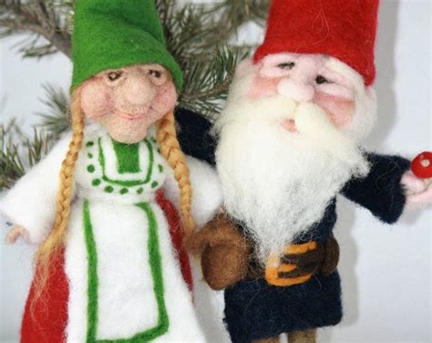Waldorf Inspired Needle Felted Courting Gnome Couple Mrs Gnome
