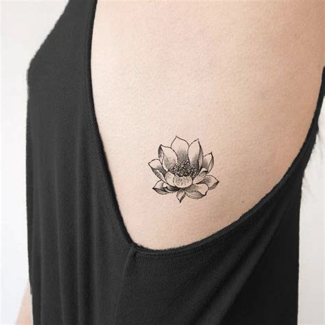 Garnet Delicate Black Peony Flower Outline Temporary Tattoo Mybodiart