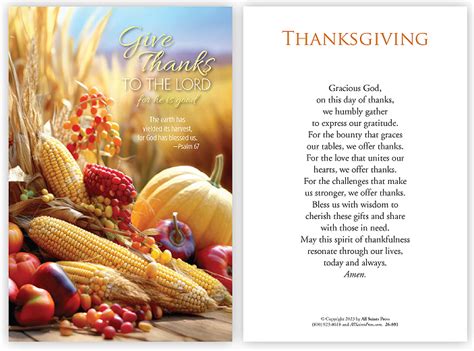 Thanksgiving Prayer Card