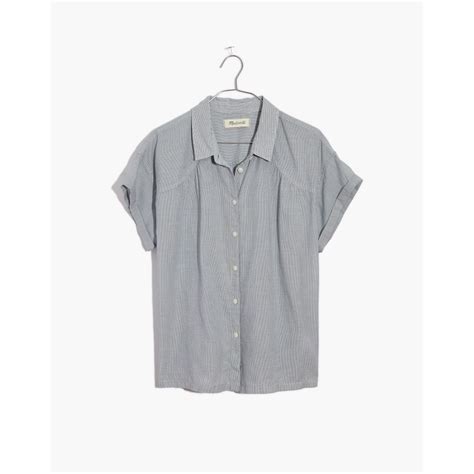 Madewell Striped Shirred Button Up Shirt Madewell Fall 2020