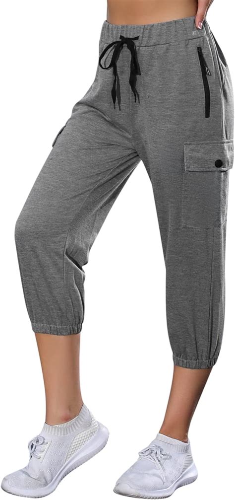 Wayleb Womens Sweatpants Cropped Jogger Sports Pants 34 Length