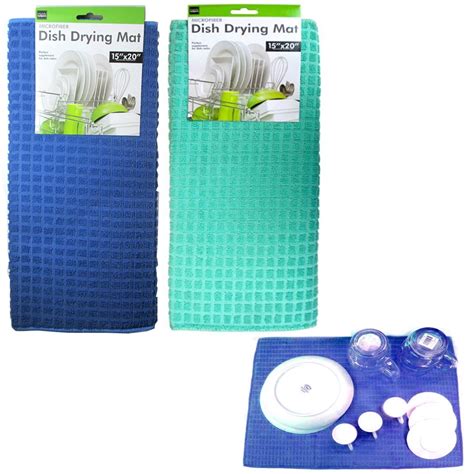 reversible dish drying mat absorbent microfiber kitchen stemware protect 15 x20