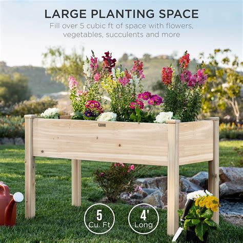 Best Choice Products 48x24x30in Elevated Raised Wood Planter Garden Bed