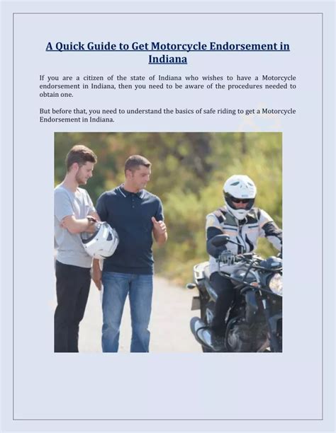 Ppt A Quick Guide To Get Motorcycle Endorsement In Indiana Powerpoint