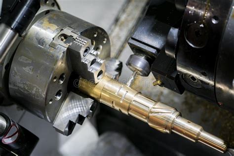 Machining Automotive Part By Cnc Turning Machine Stock Photo Image Of