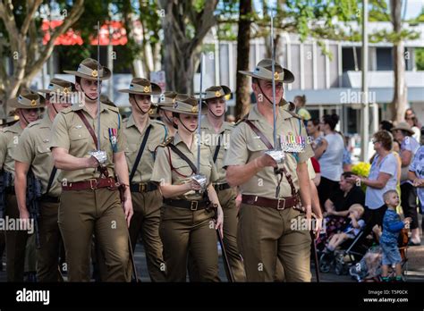 Australian Army Cadets Dressed In Full Formal Uniform Marching
