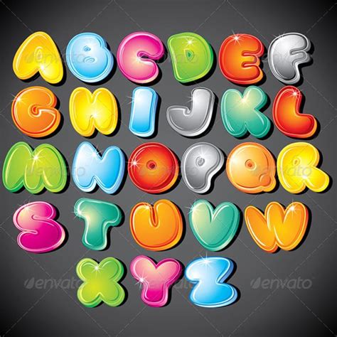 Funky Cartoon Alphabet Vector Clipart Bubble Letters Alphabet