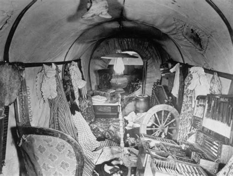 Interior Of Prairie Schooner Crammed W Clothes Furniture And Other