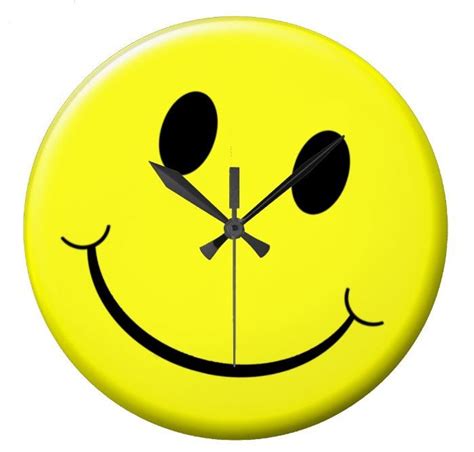 Yellow Smiling Face Emoji Ish Happy Face Large Clock Zazzle Clock