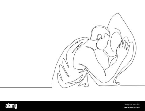 One Continuous Line Drawing Of Muslim Person Kissing Hajar Aswad Or