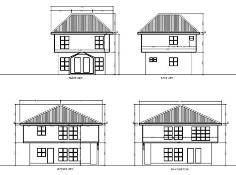 Storey House Building Elevation Drawing Cad File Cadbull