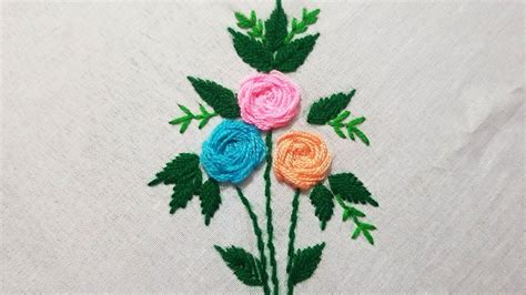 Hand Embroidery Stem Stitch Roses Youtube