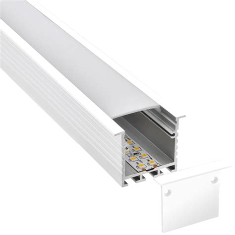 KIT Perfil Aluminio TEITO Para Fitas LED 1 Metro Branco LED