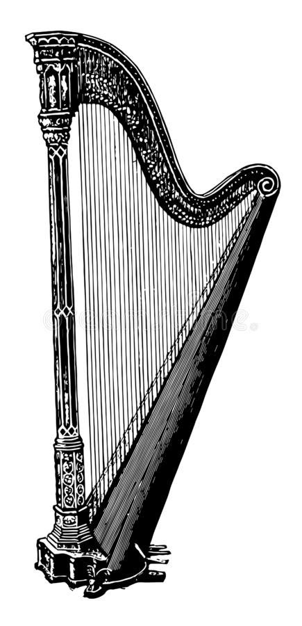 Harp Vintage Illustration Stock Vector Illustration Of Line 163309334