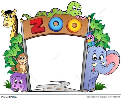 Zoo Entrance With Various Animals Zoo Clipart Zoo