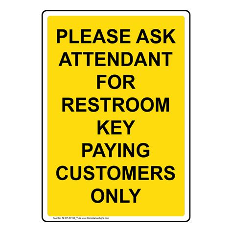 Portrait Please Ask Attendant For Restroom Sign Nhep 37158ylw