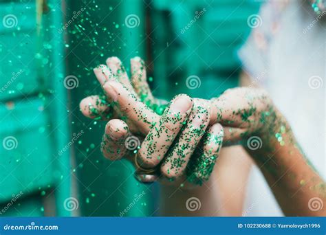 Glitter On Hands Stock Photo Image Of Fashion Hands 102230688