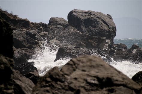 Waves Crashing Through Rocks Free Stock Photo Public Domain Pictures