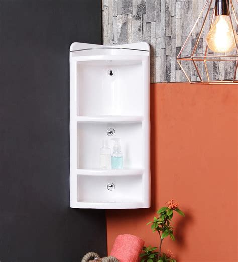 Buy Plastic Corner Bathroom Shelf In White L 75 W 11 H 23 Inches