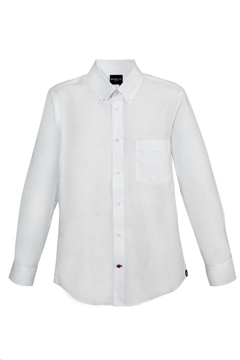 White Button Down Collar Long Sleeves Shirt With Pocket