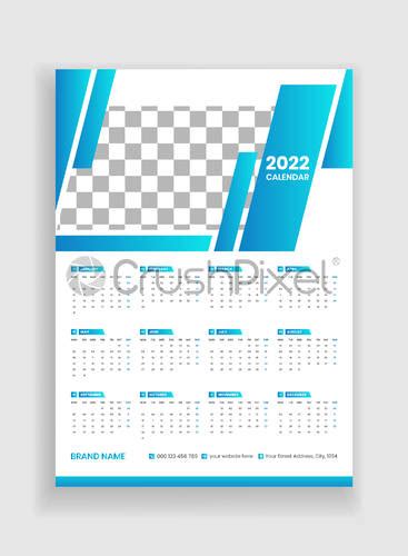 One Page Wall Calendar Design 2022 Wall Calendar Design 2022 Stock
