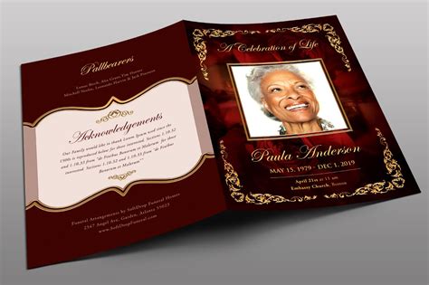 Gold Royal Rose Funeral Program Creative Daddy